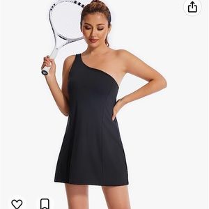 One shoulder athleisure dress - built in shorts, bra, and pockets - brand new